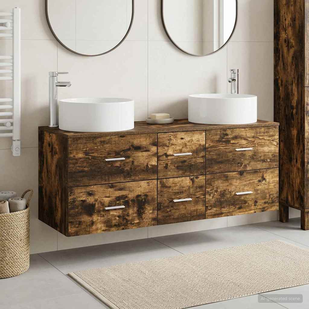 Bathroom Furniture Set 3 pcs Smoked Oak 49.5 x 44.5 x 65.5 cm