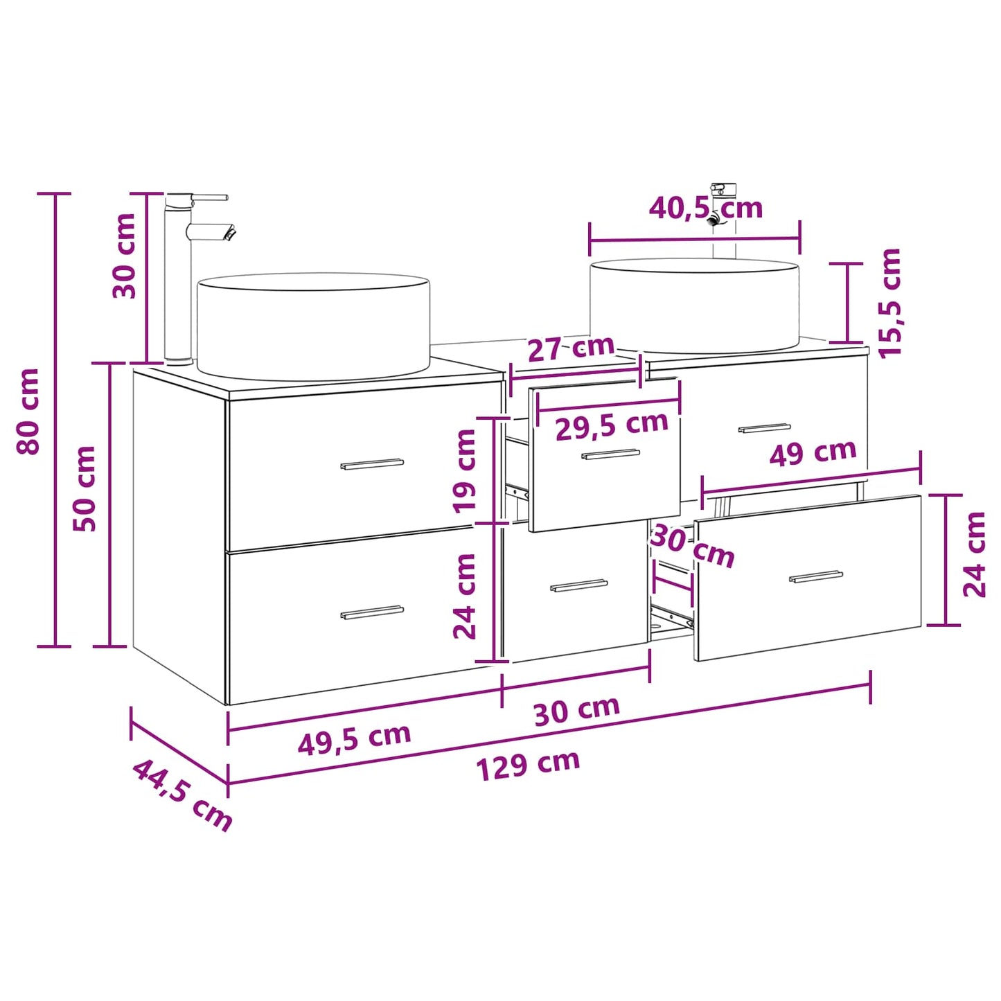 Bathroom Furniture Set 3 pcs Smoked Oak 49.5 x 44.5 x 65.5 cm
