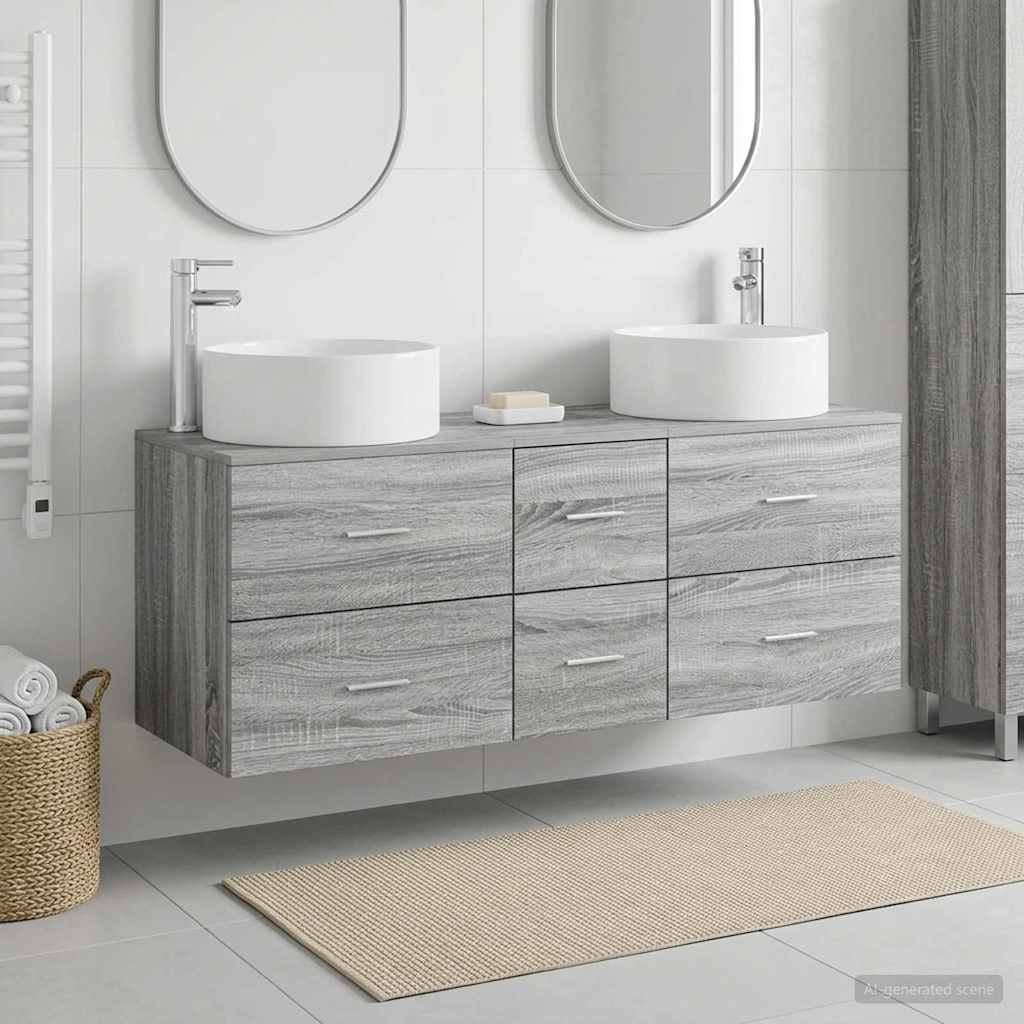 Bathroom Furniture Set 3 pcs Grey Sonoma 49.5 x 44.5 x 65.5 cm
