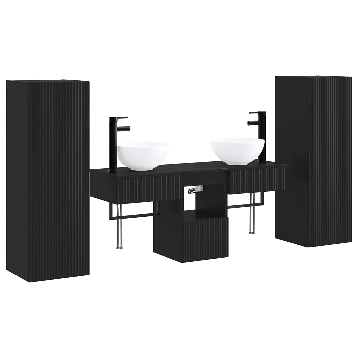 Bathroom Furniture Set 5 pcs Black 33 x 34.5 x 100 cm