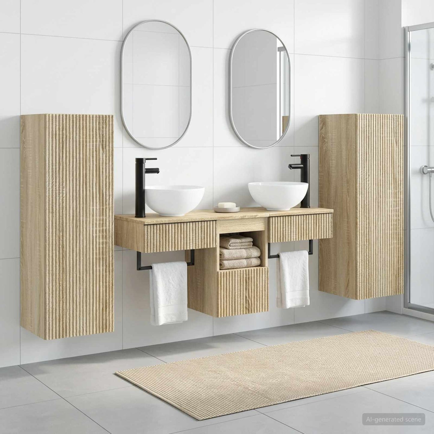 Bathroom Furniture Set 5 pcs Sonoma Oak 33 x 34.5 x 100 cm