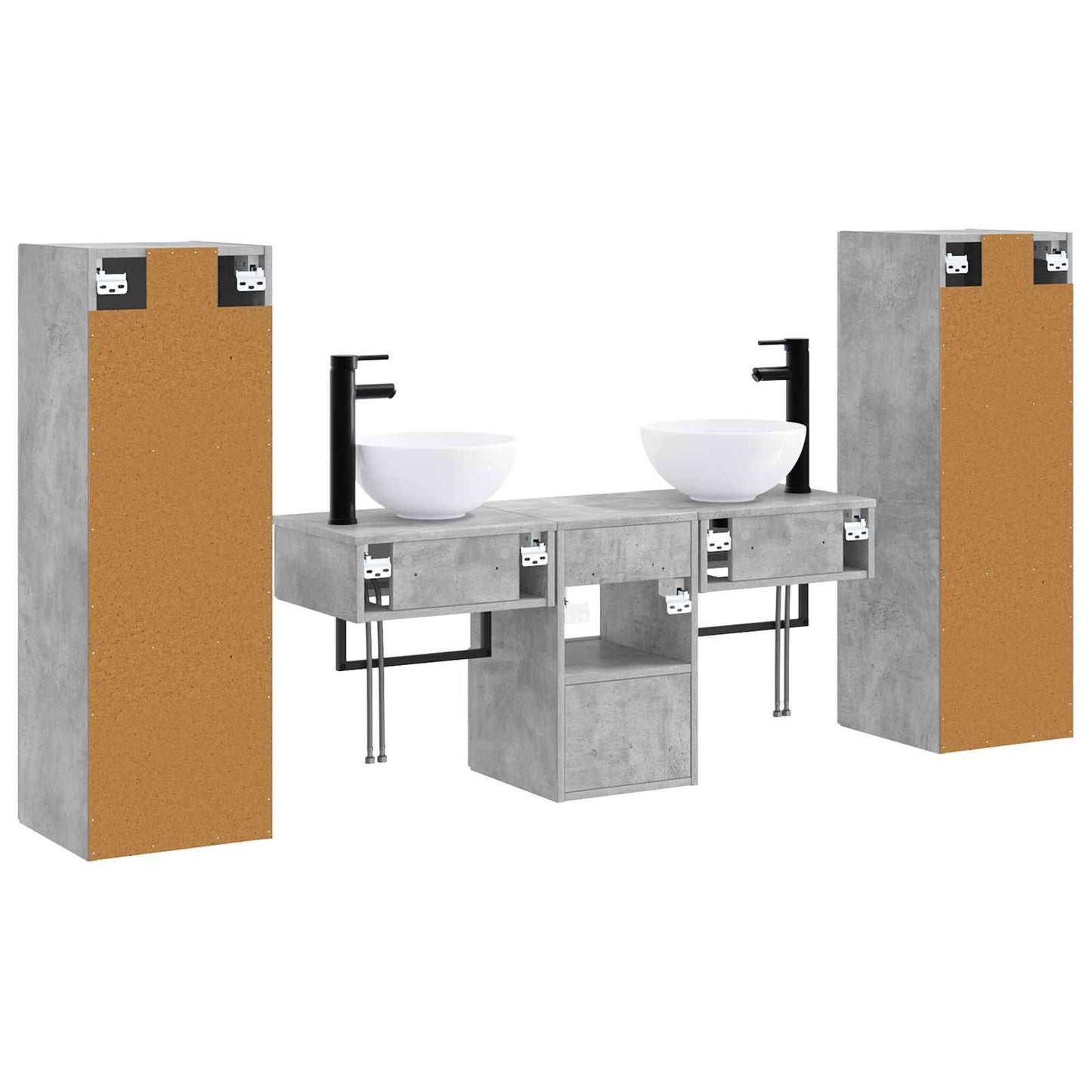Bathroom Furniture Set 5 pcs Concrete Grey 33 x 34.5 x 100 cm