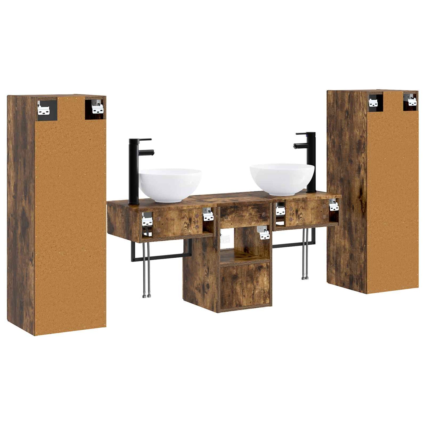 Bathroom Furniture Set 5 pcs Smoked Oak 33 x 34.5 x 100 cm