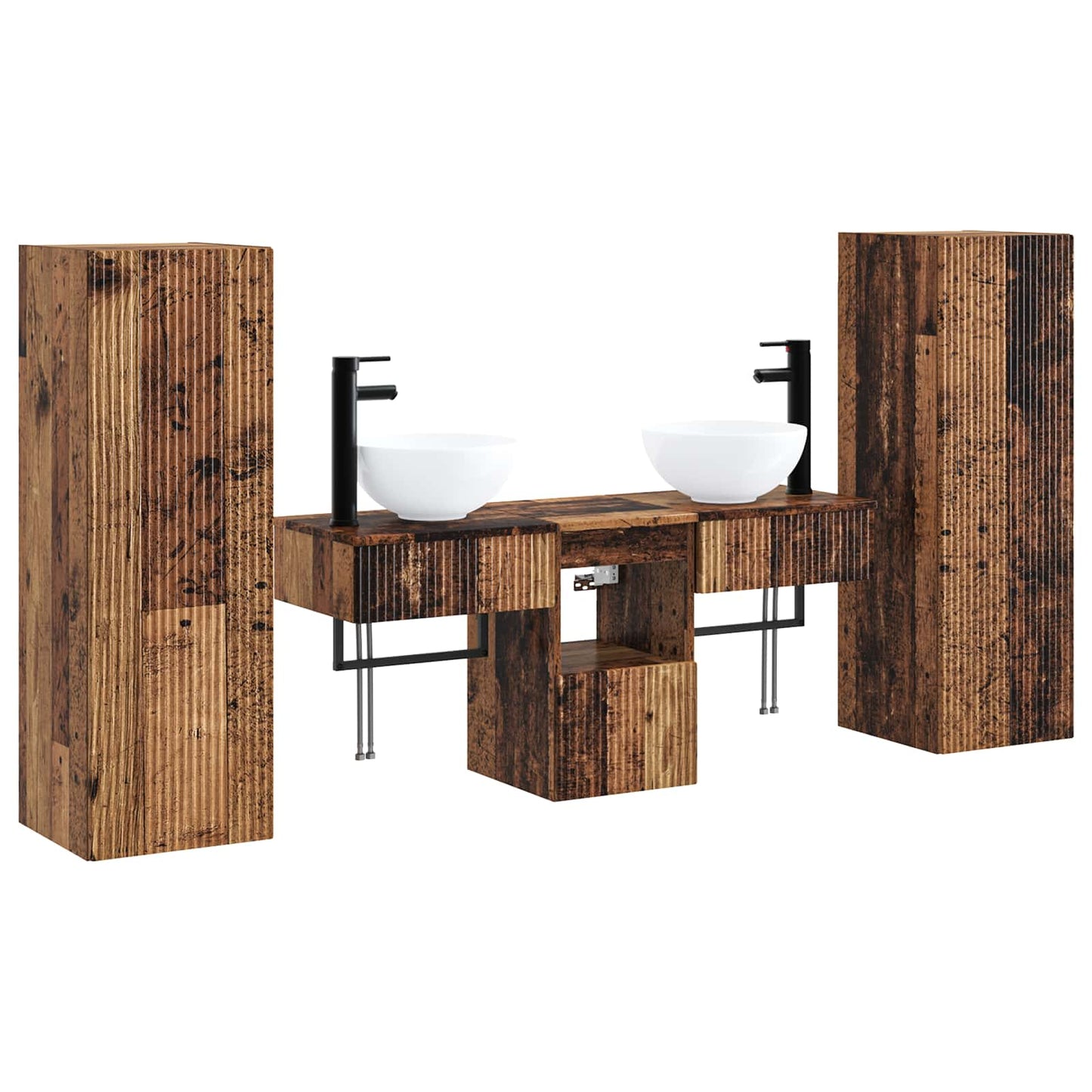 Bathroom Furniture Set 5 pcs Old Wood 33 x 34.5 x 100 cm