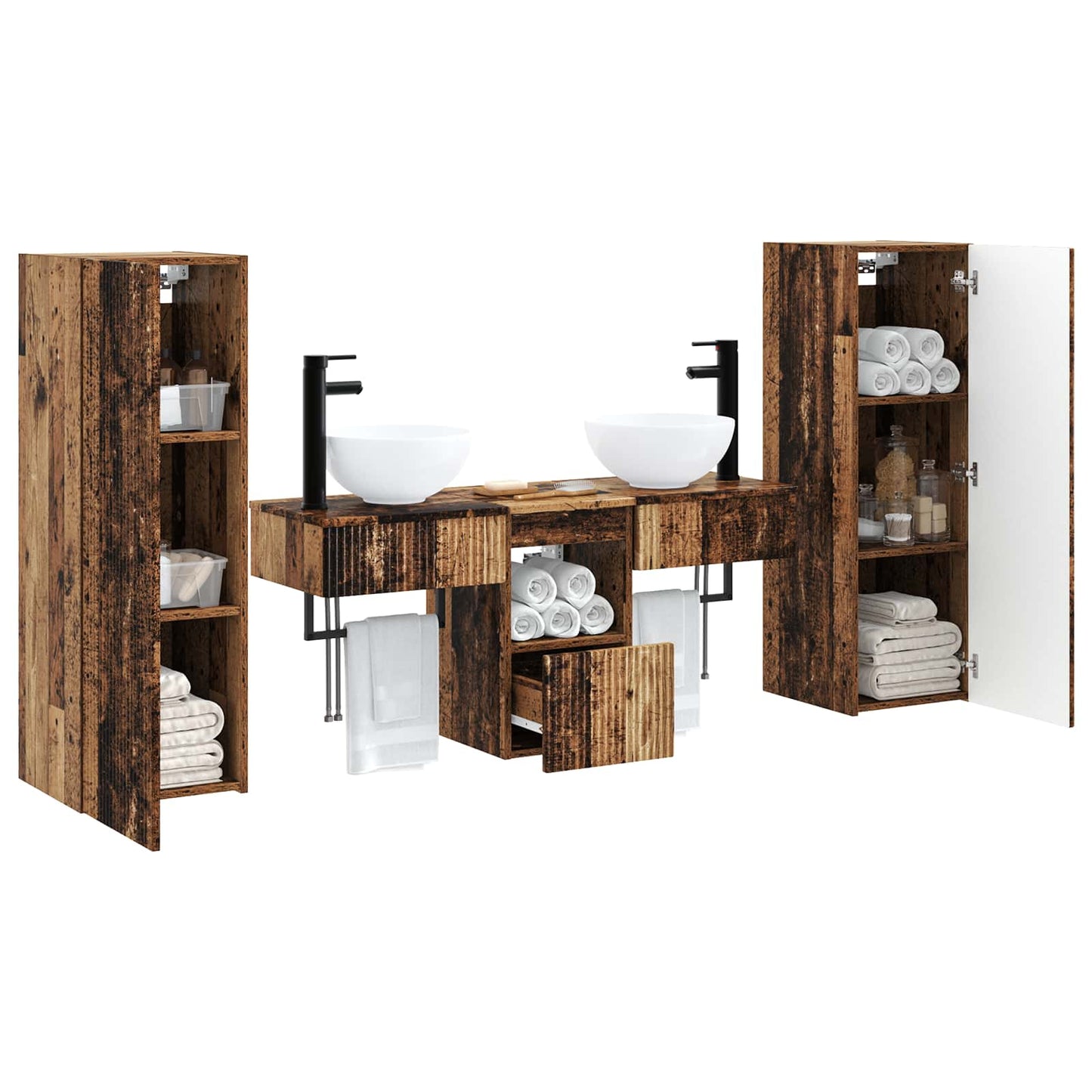 Bathroom Furniture Set 5 pcs Old Wood 33 x 34.5 x 100 cm