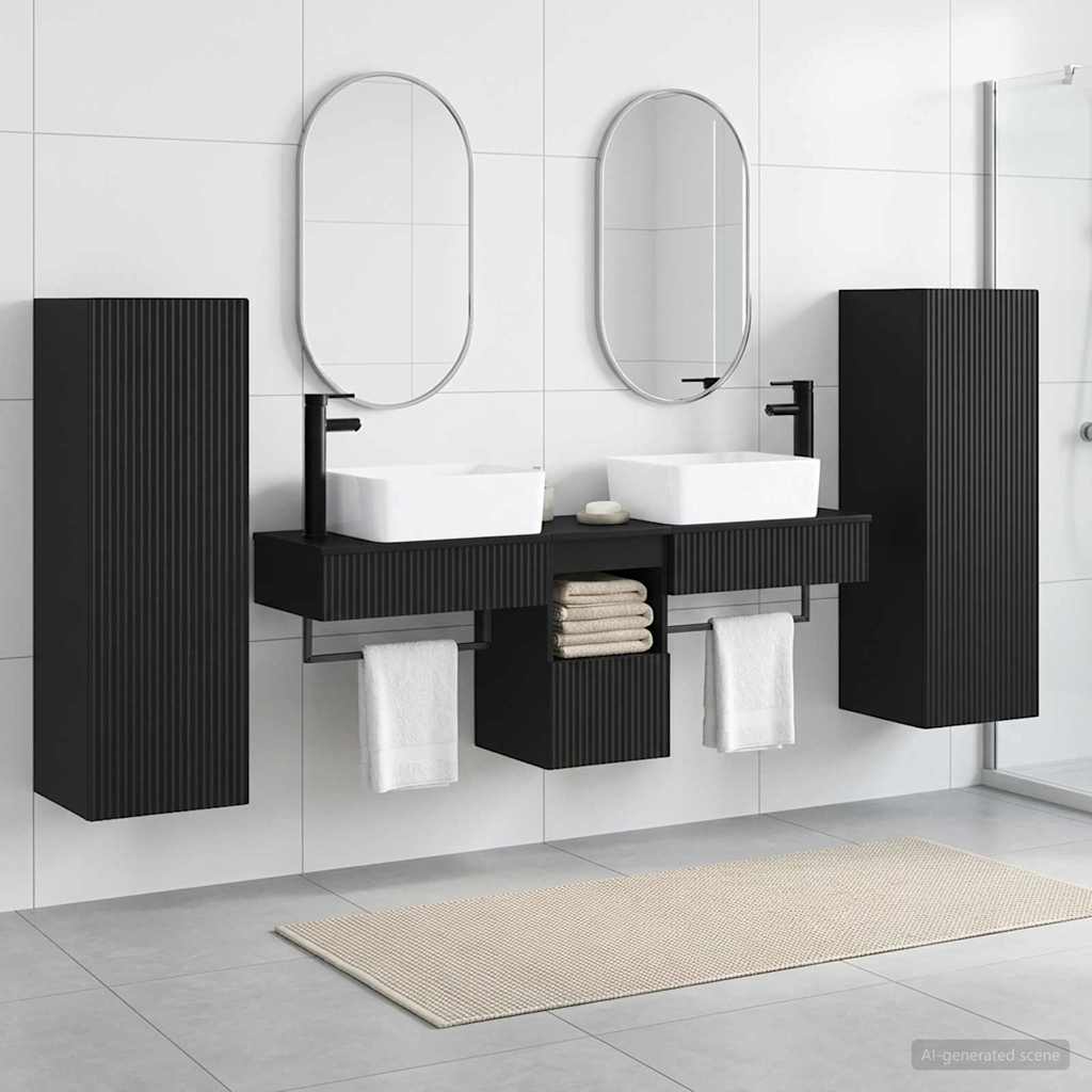 Bathroom Furniture Set 5 pcs Black 33 x 34.5 x 100 cm