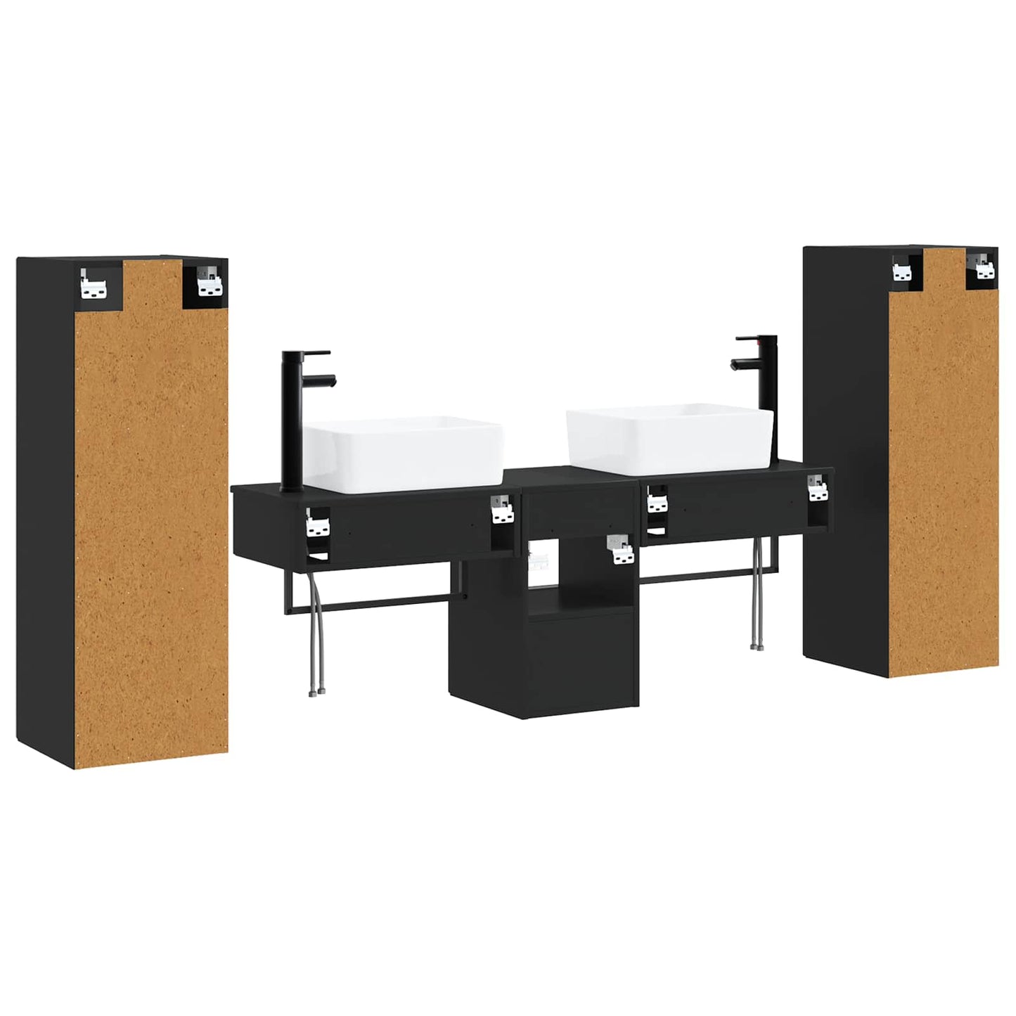 Bathroom Furniture Set 5 pcs Black 33 x 34.5 x 100 cm