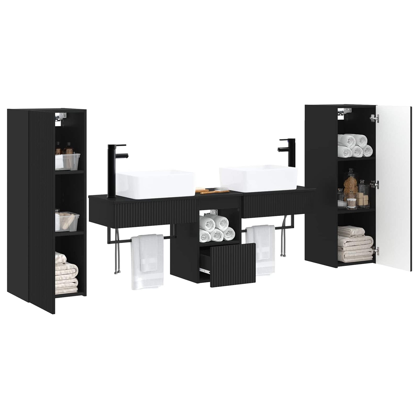 Bathroom Furniture Set 5 pcs Black 33 x 34.5 x 100 cm