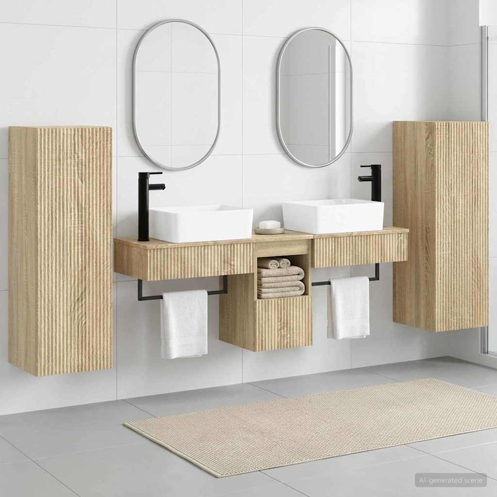 Bathroom Furniture Set 5 pcs Sonoma Oak 33 x 34.5 x 100 cm