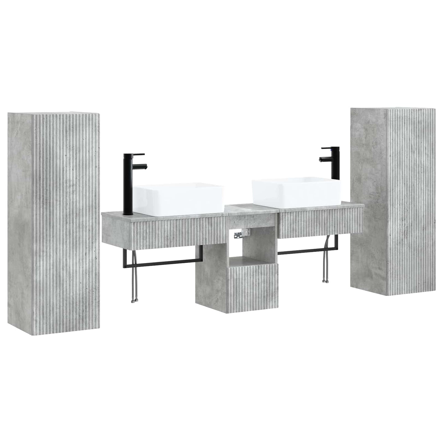 Bathroom Furniture Set 5 pcs Concrete Grey 33 x 34.5 x 100 cm