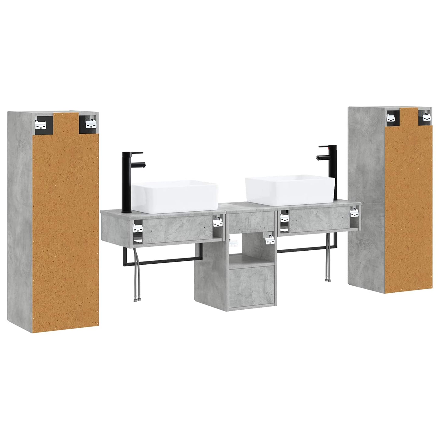 Bathroom Furniture Set 5 pcs Concrete Grey 33 x 34.5 x 100 cm