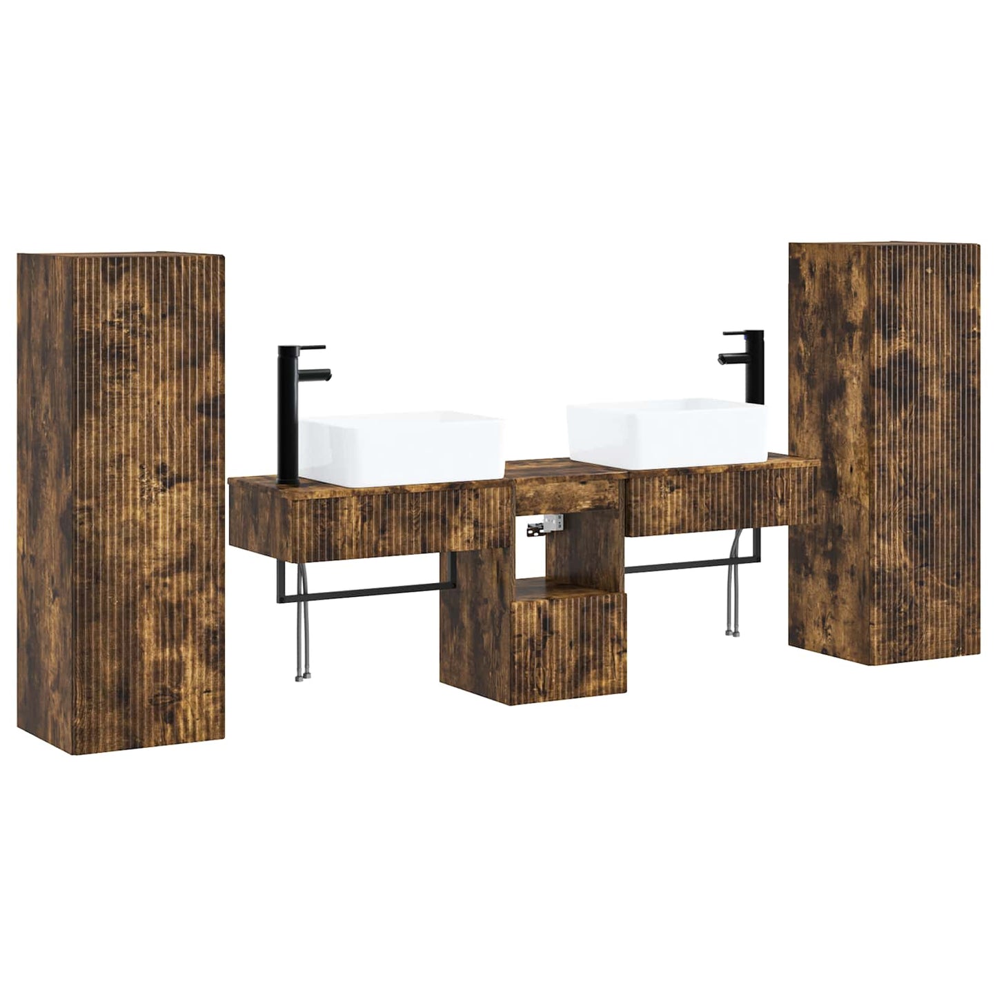 Bathroom Furniture Set 5 pcs Smoked Oak 33 x 34.5 x 100 cm