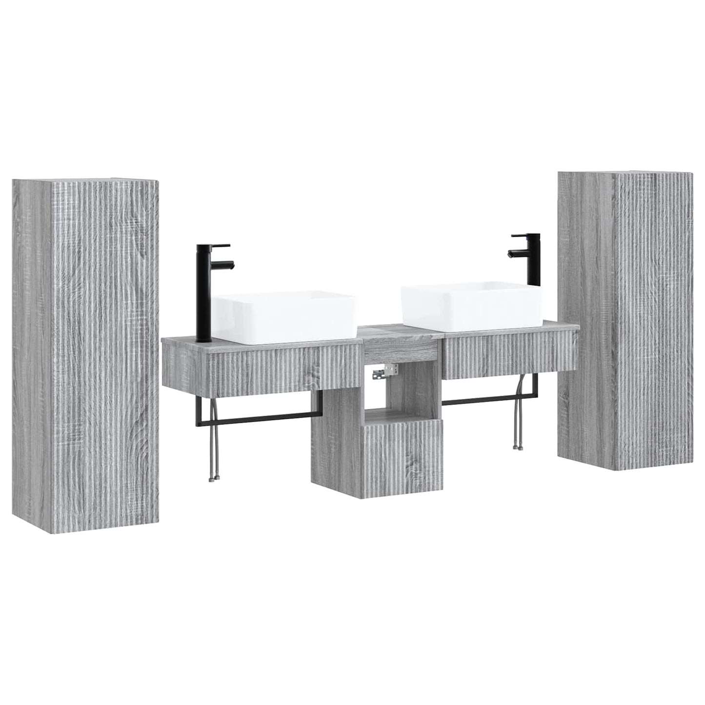 Bathroom Furniture Set 5 pcs Grey Sonoma 33 x 34.5 x 100 cm