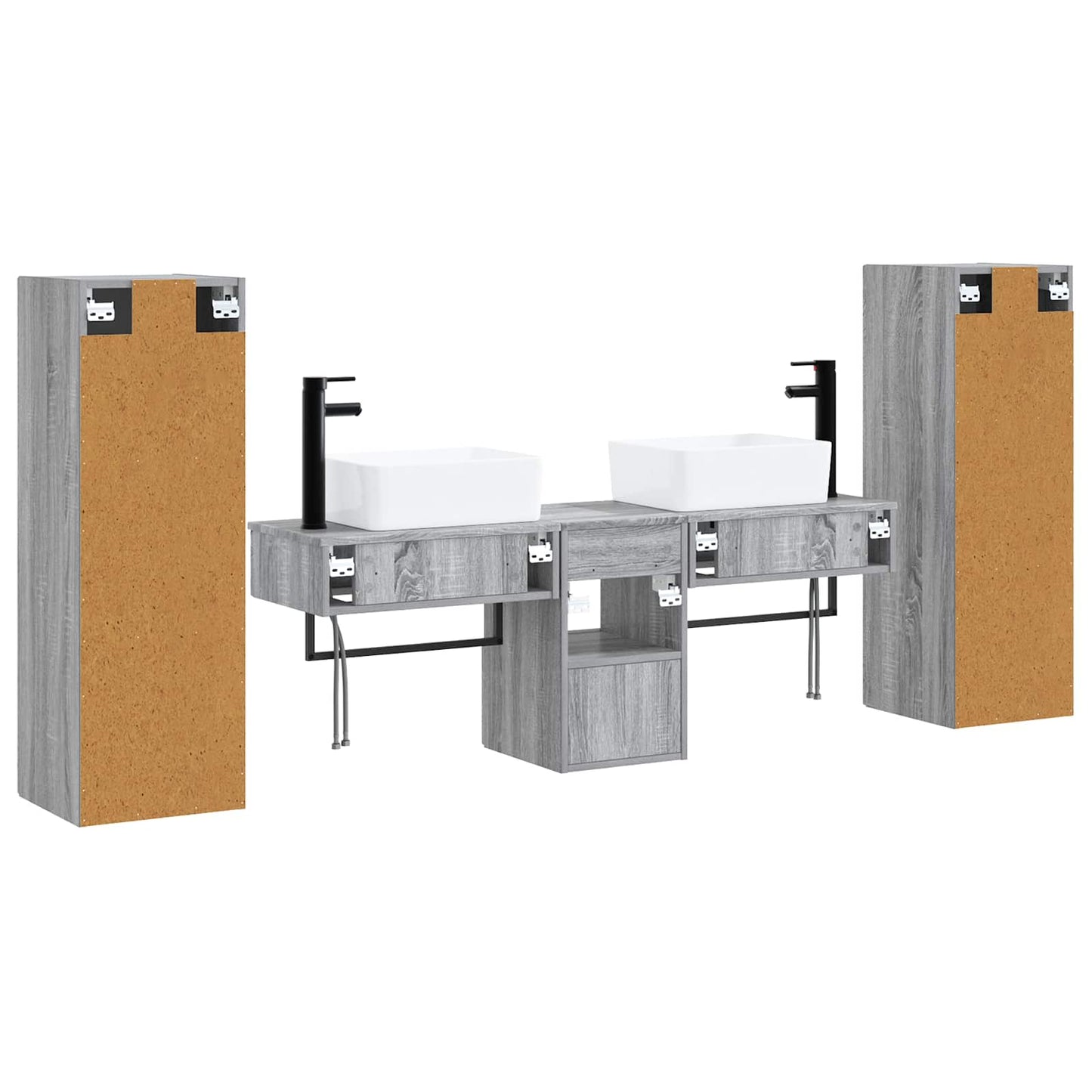 Bathroom Furniture Set 5 pcs Grey Sonoma 33 x 34.5 x 100 cm
