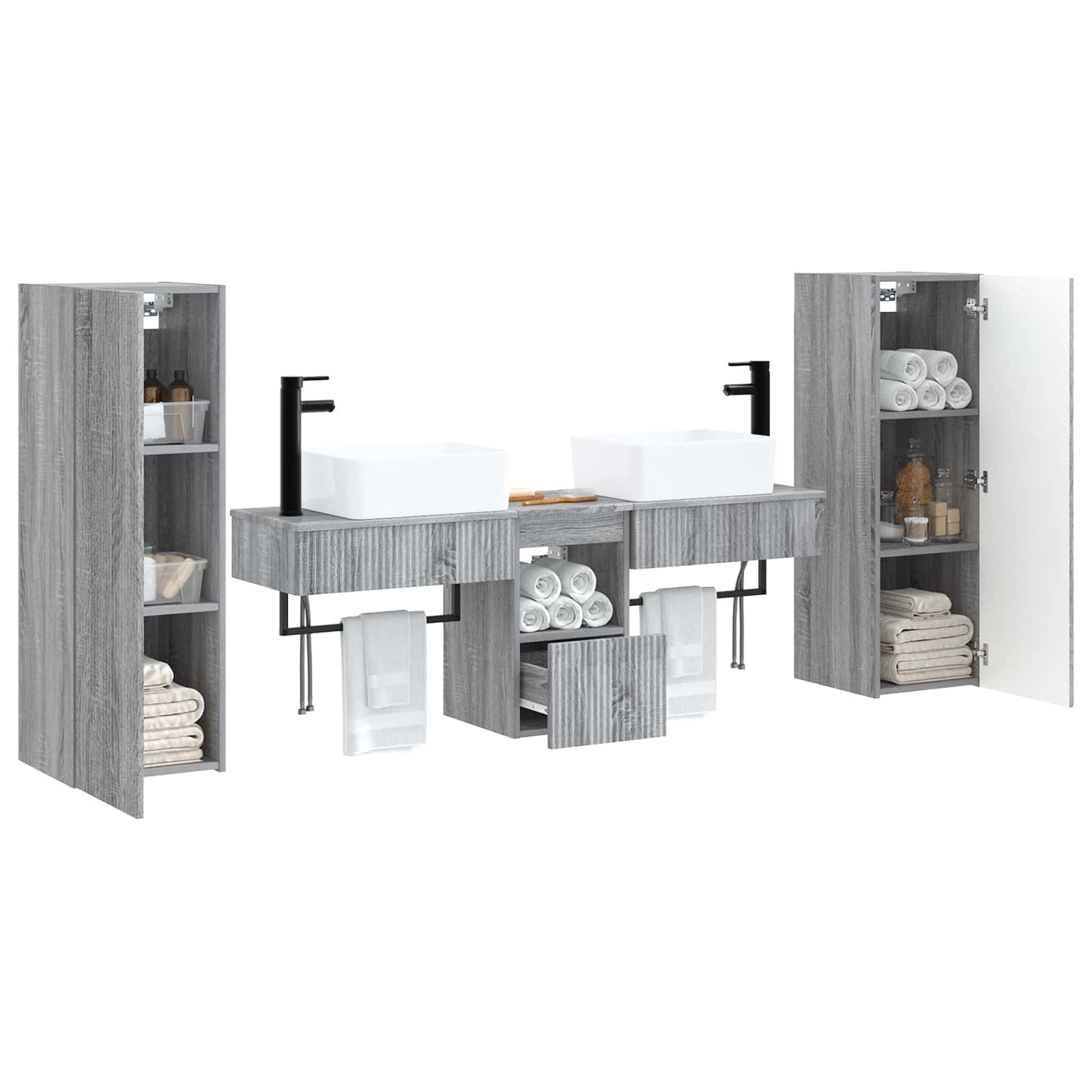 Bathroom Furniture Set 5 pcs Grey Sonoma 33 x 34.5 x 100 cm