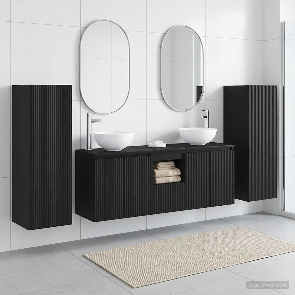 Bathroom Furniture Set 5 pcs Black 33 x 34.5 x 100 cm