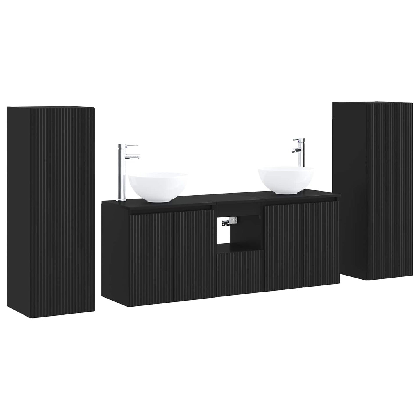 Bathroom Furniture Set 5 pcs Black 33 x 34.5 x 100 cm