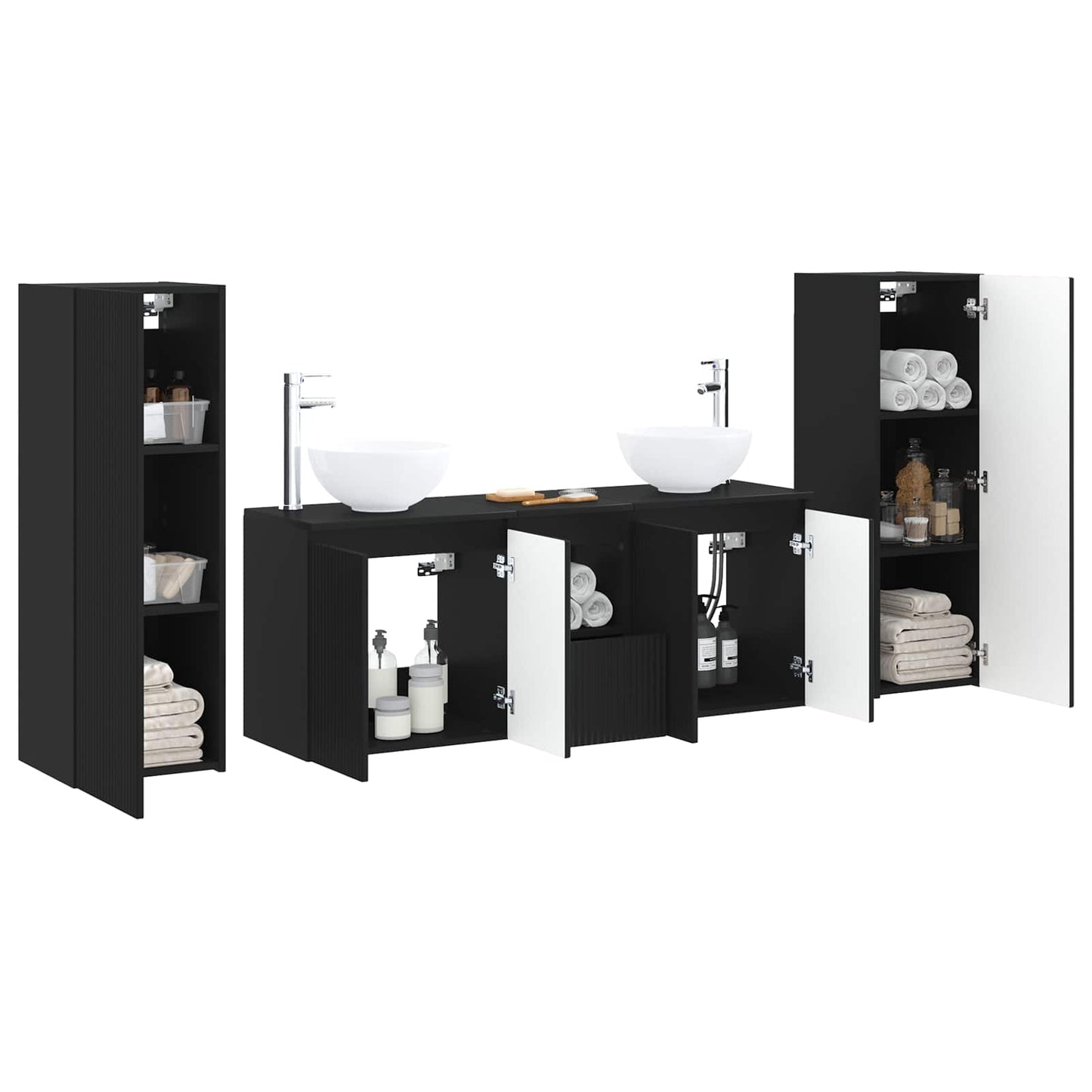 Bathroom Furniture Set 5 pcs Black 33 x 34.5 x 100 cm