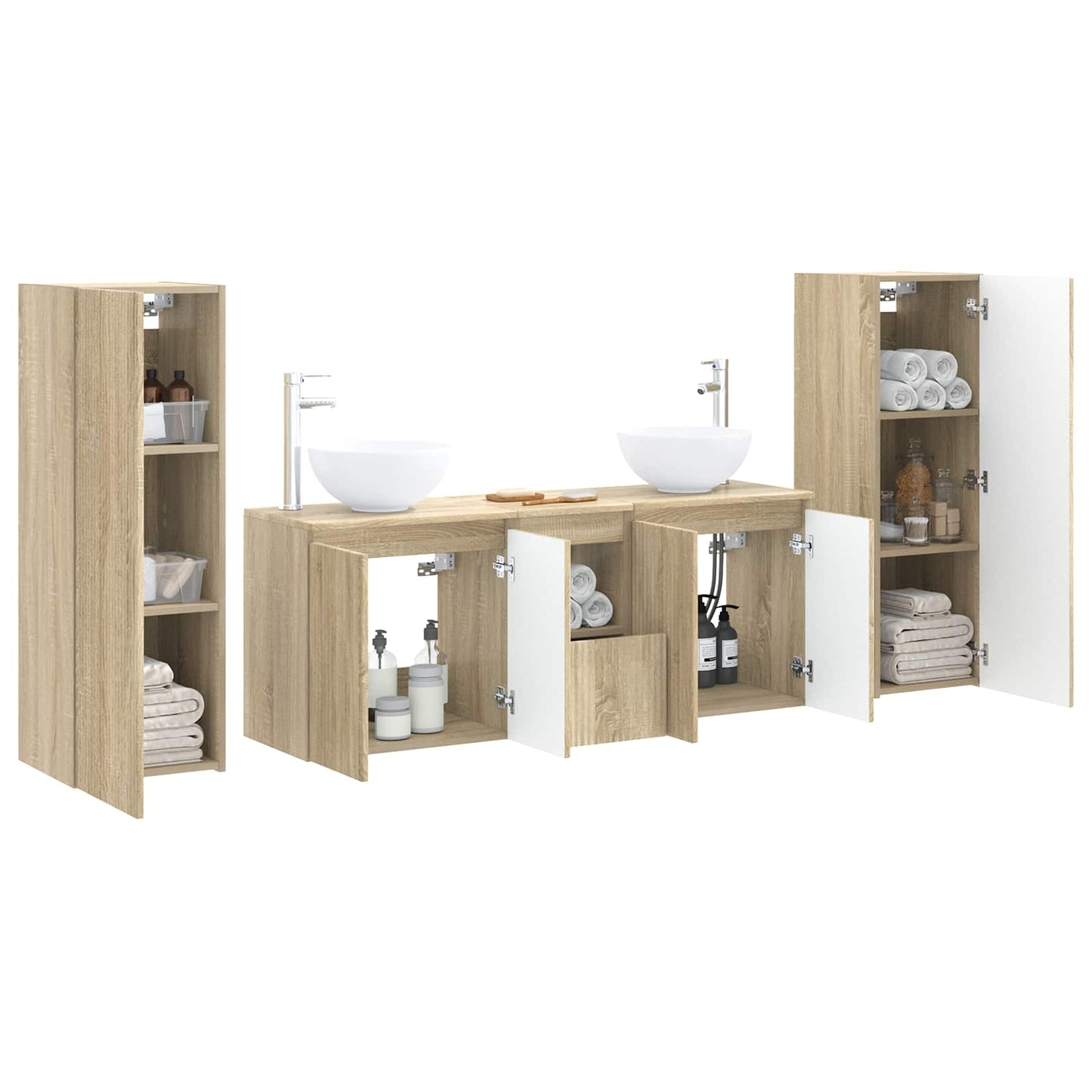 Bathroom Furniture Set 5 pcs Sonoma Oak 33 x 34.5 x 100 cm