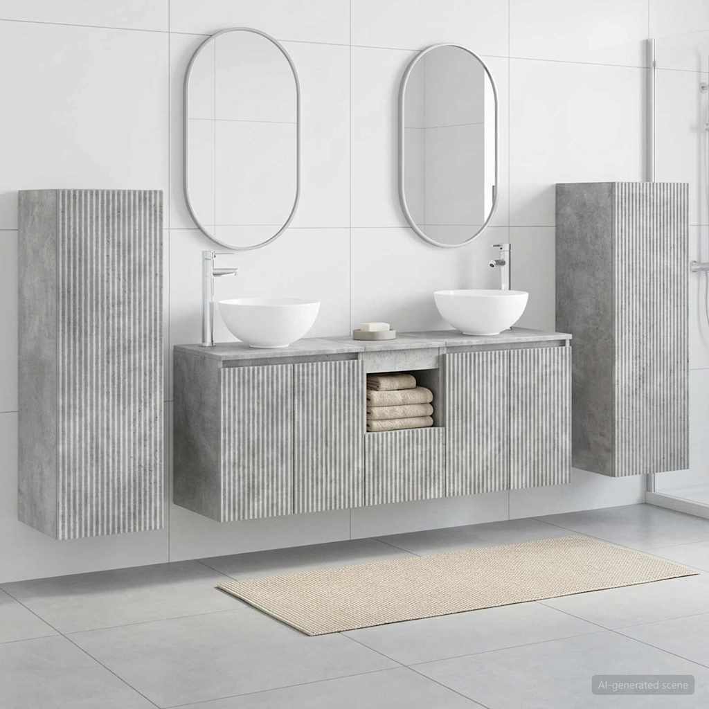 Bathroom Furniture Set 5 pcs Concrete Grey 33 x 34.5 x 100 cm