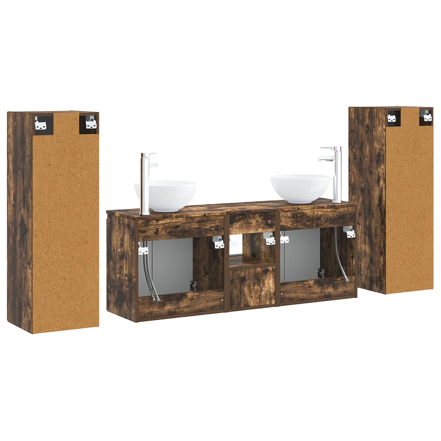 Bathroom Furniture Set 5 pcs Smoked Oak 33 x 34.5 x 100 cm
