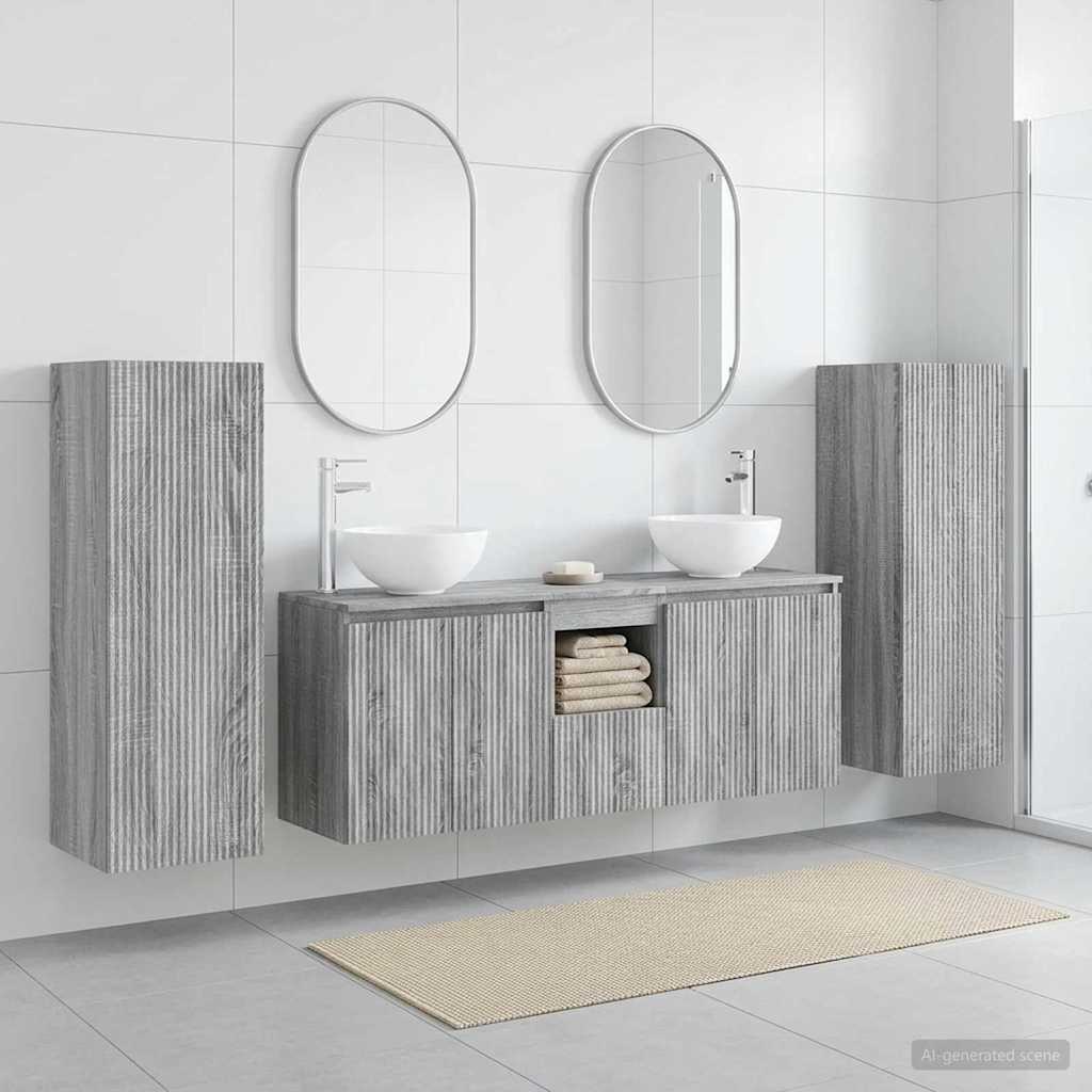 Bathroom Furniture Set 5 pcs Grey Sonoma 33 x 34.5 x 100 cm