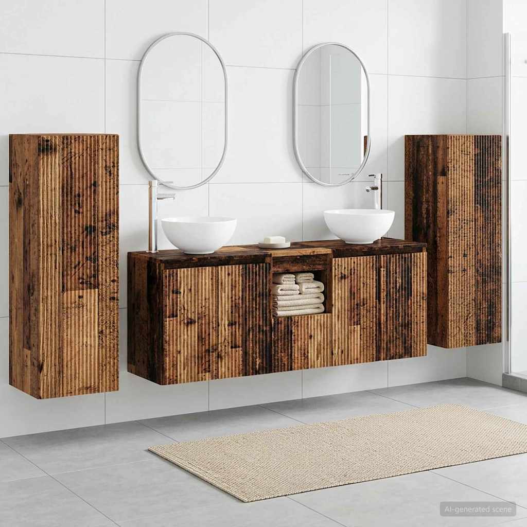 Bathroom Furniture Set 5 pcs Old Wood 33 x 34.5 x 100 cm