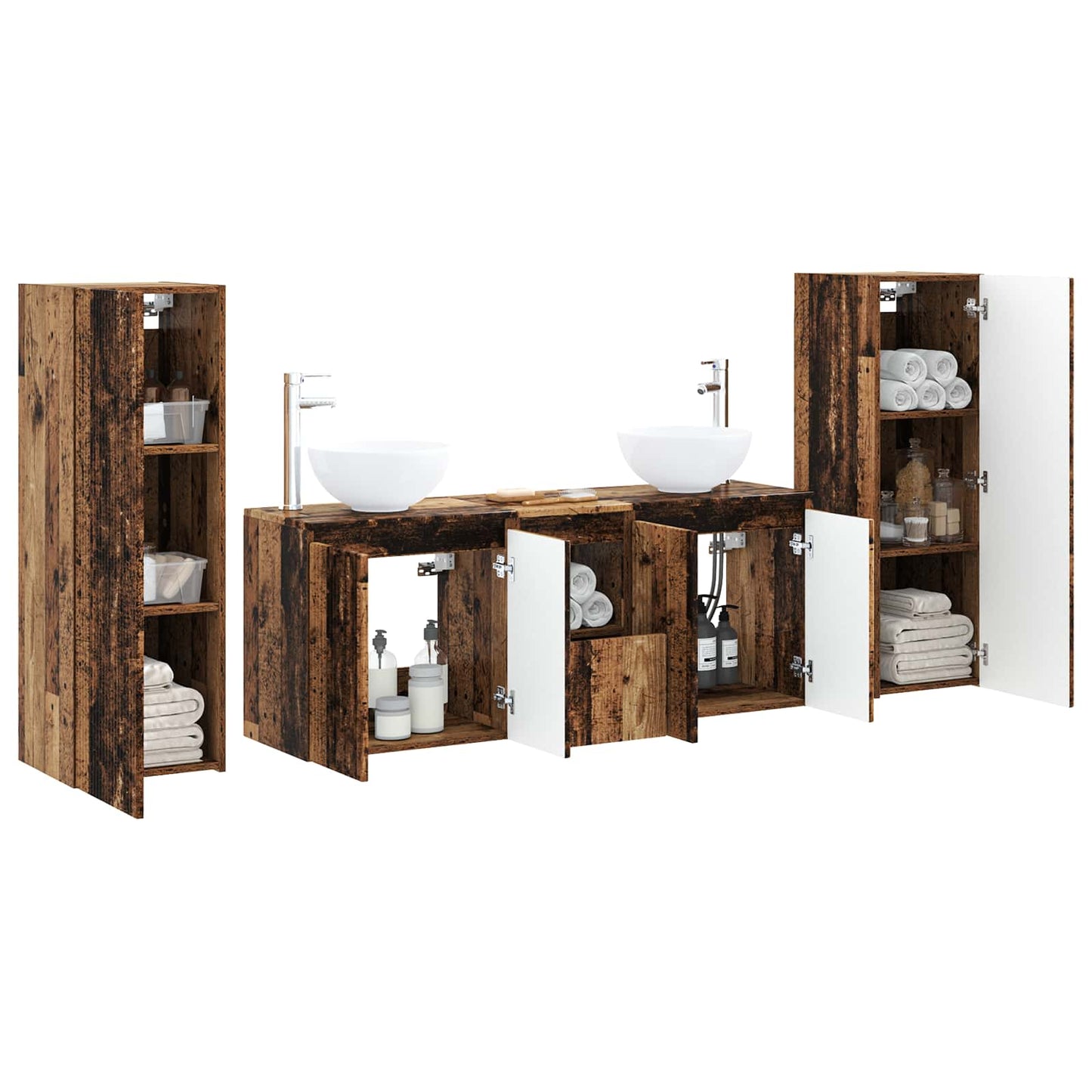 Bathroom Furniture Set 5 pcs Old Wood 33 x 34.5 x 100 cm
