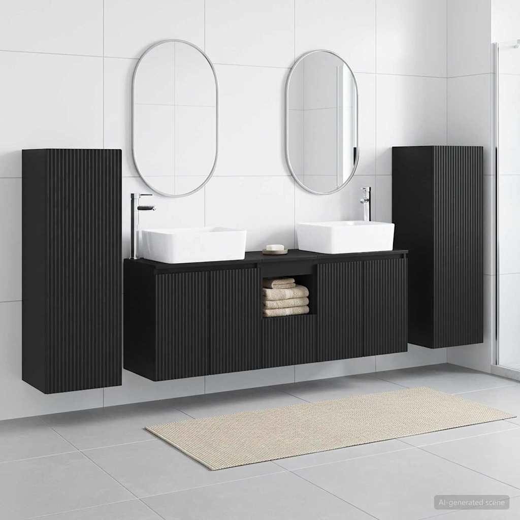 Bathroom Furniture Set 5 pcs Black 33 x 34.5 x 100 cm