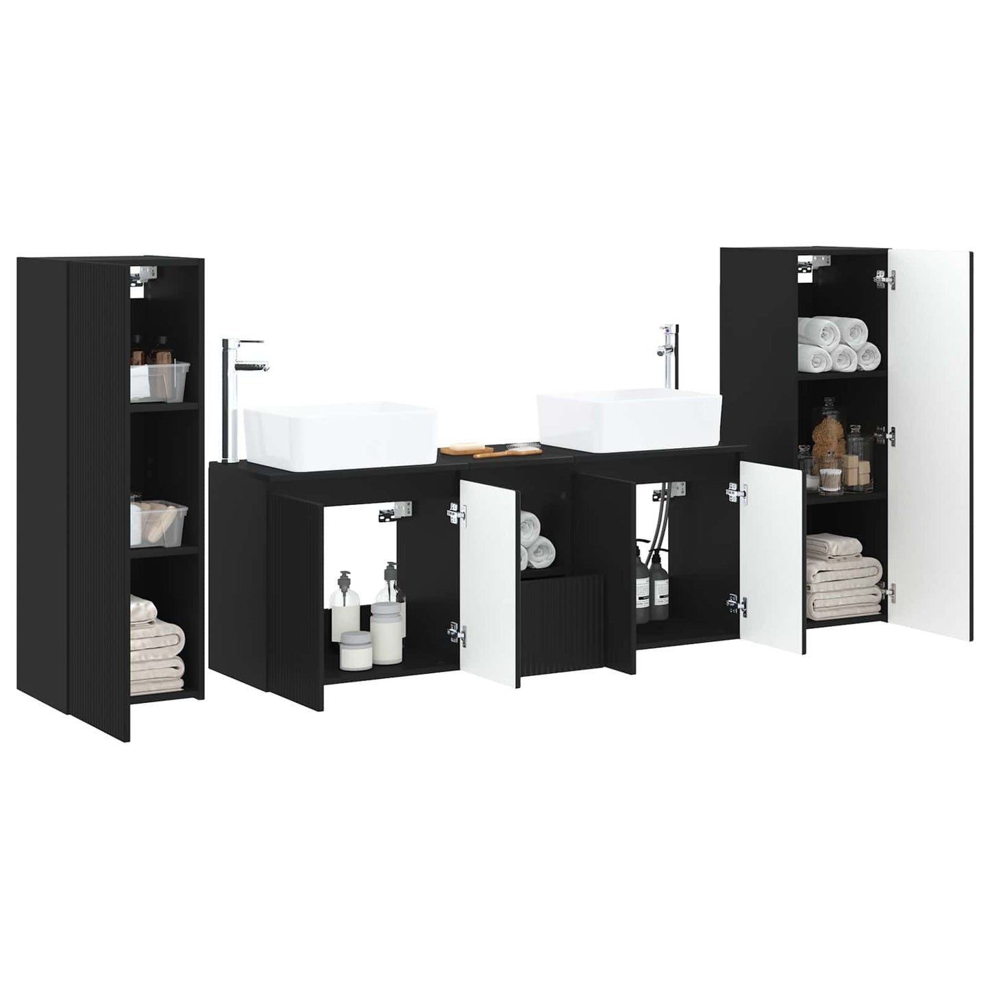 Bathroom Furniture Set 5 pcs Black 33 x 34.5 x 100 cm
