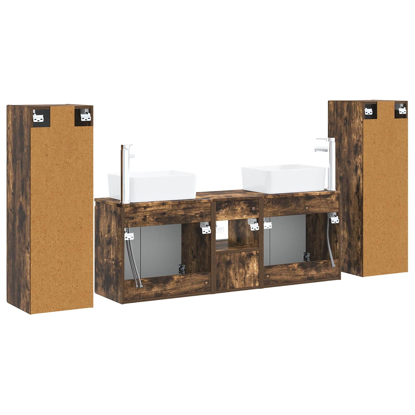 Bathroom Furniture Set 5 pcs Smoked Oak 33 x 34.5 x 100 cm