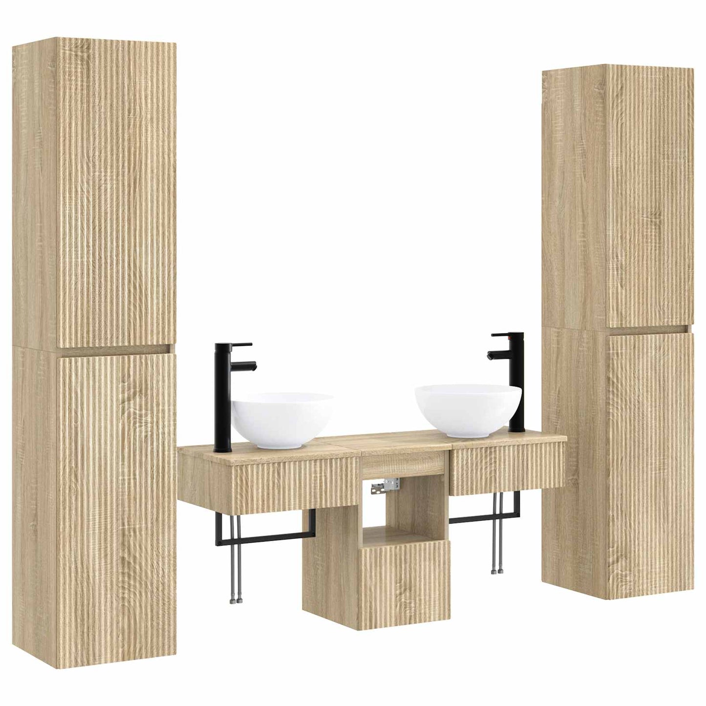 Bathroom Furniture Set 5 pcs Sonoma Oak 33 x 34.5 x 160 cm