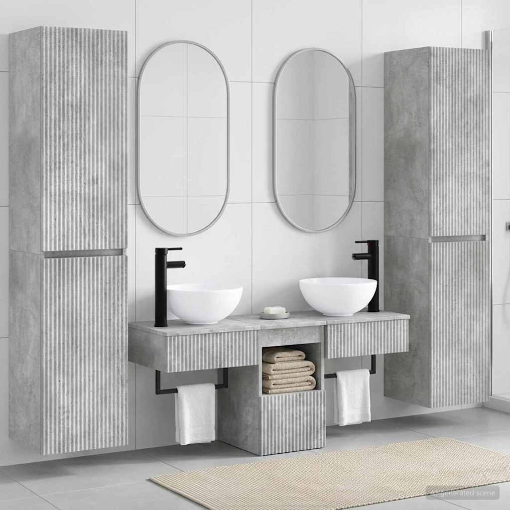 Bathroom Furniture Set 5 pcs Concrete Grey 33 x 34.5 x 160 cm