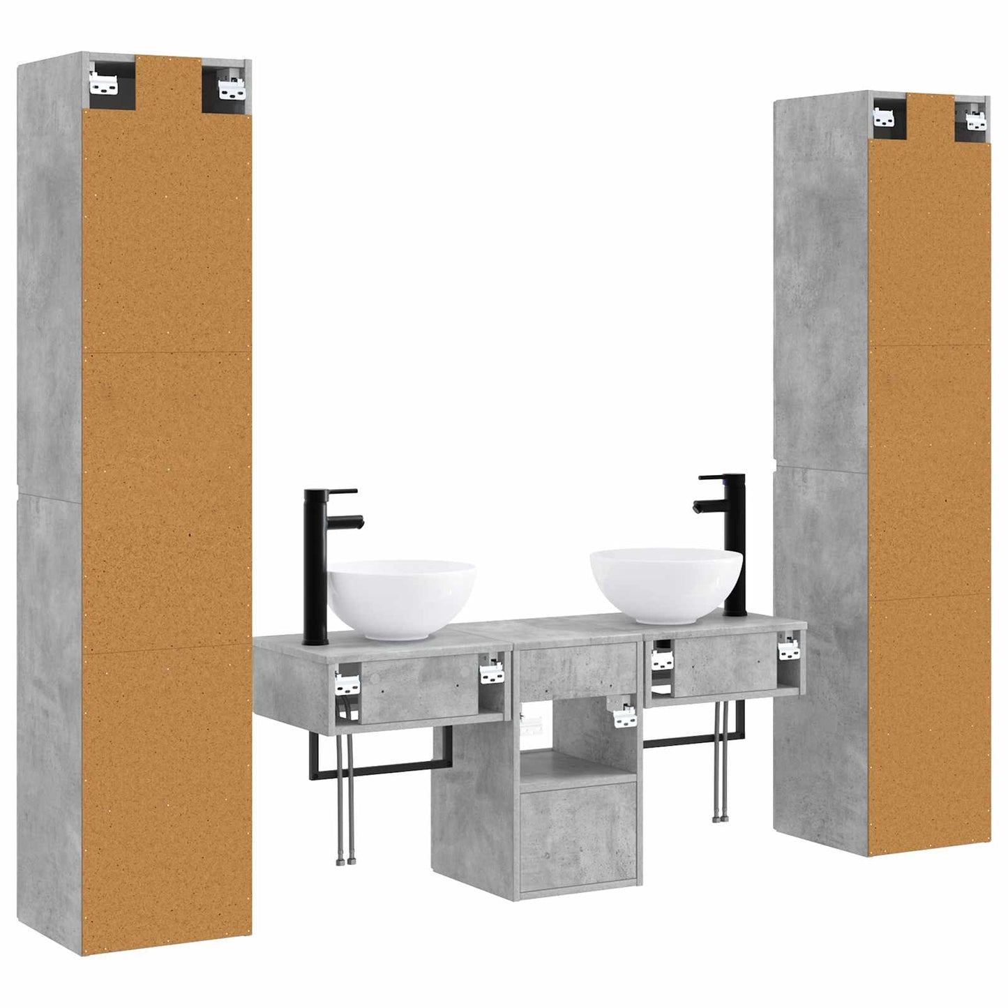 Bathroom Furniture Set 5 pcs Concrete Grey 33 x 34.5 x 160 cm