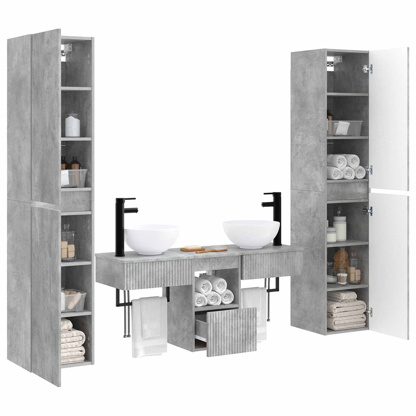 Bathroom Furniture Set 5 pcs Concrete Grey 33 x 34.5 x 160 cm