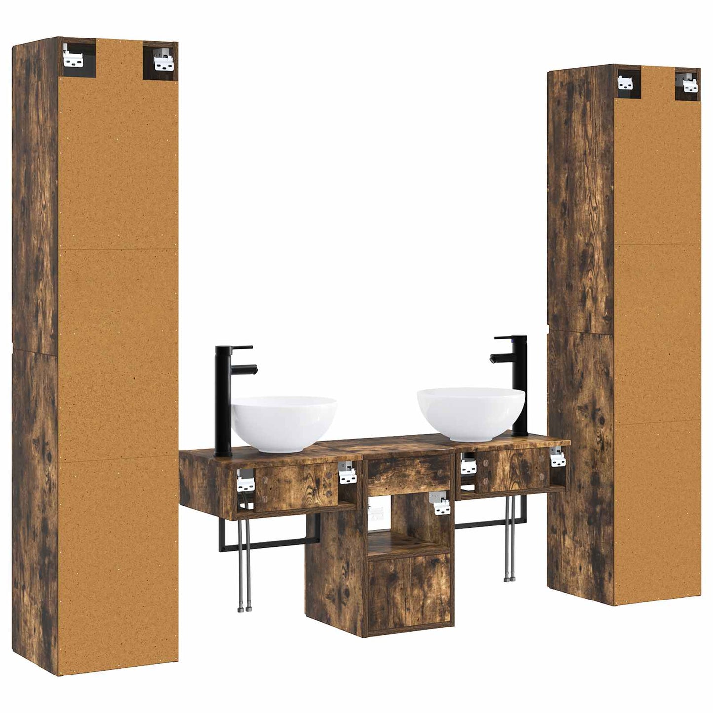 Bathroom Furniture Set 5 pcs Smoked Oak 33 x 34.5 x 160 cm