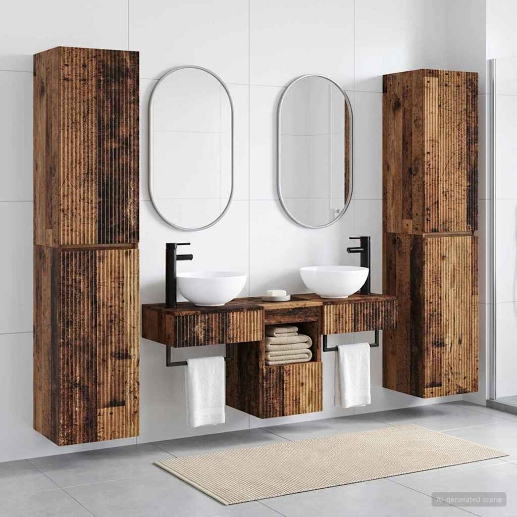 Bathroom Furniture Set 5 pcs Old Wood 33 x 34.5 x 160 cm