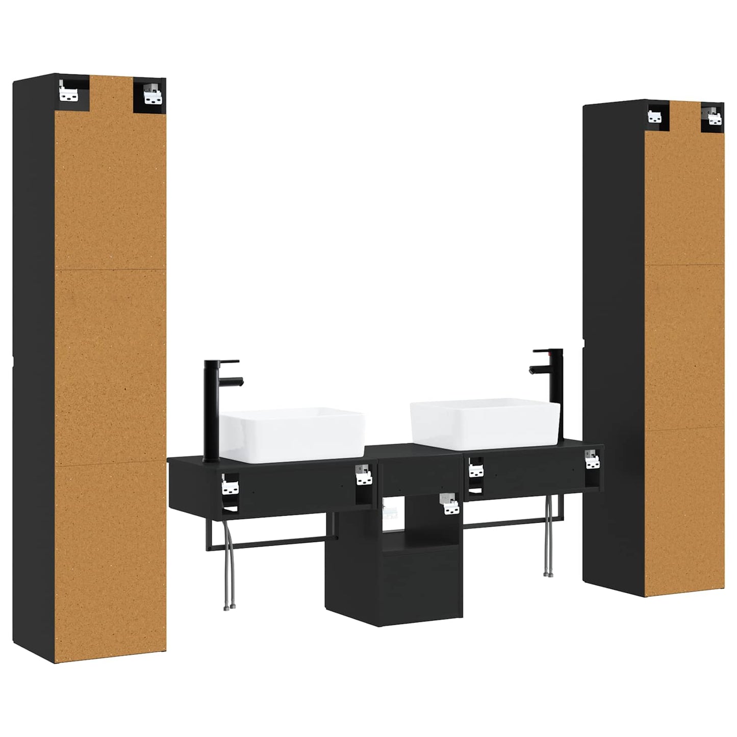Bathroom Furniture Set 5 pcs Black 33 x 34.5 x 160 cm