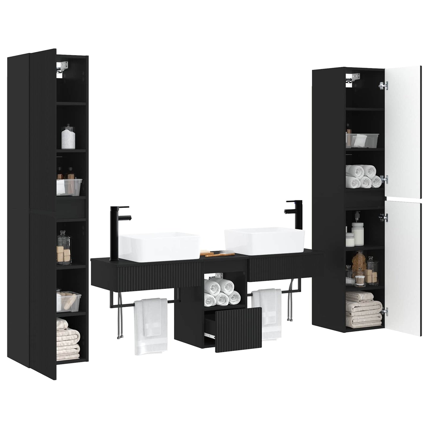Bathroom Furniture Set 5 pcs Black 33 x 34.5 x 160 cm