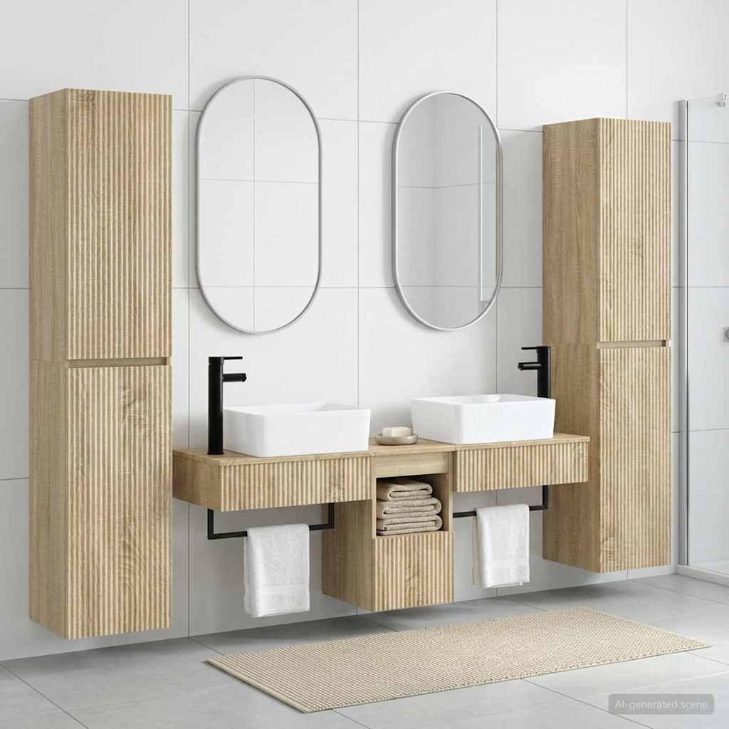 Bathroom Furniture Set 5 pcs Sonoma Oak 33 x 34.5 x 160 cm