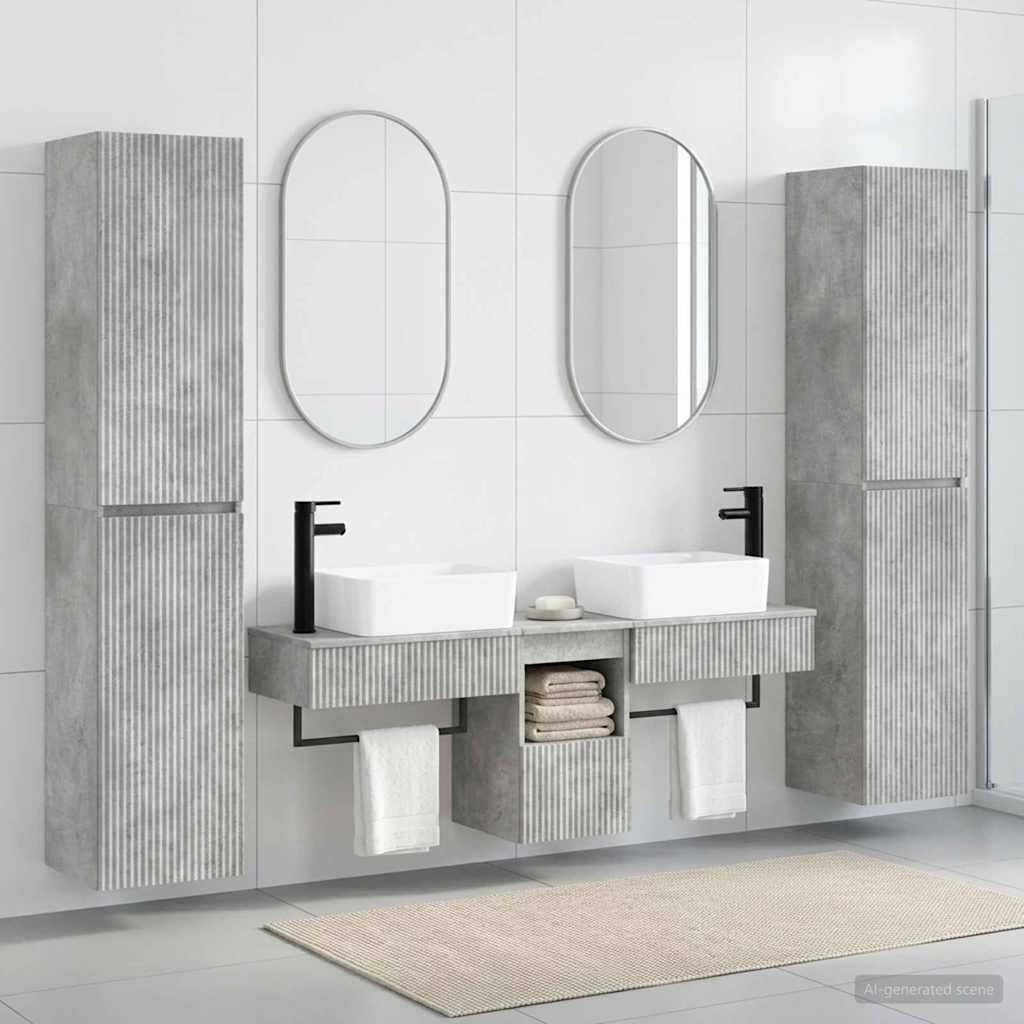 Bathroom Furniture Set 5 pcs Concrete Grey 33 x 34.5 x 160 cm