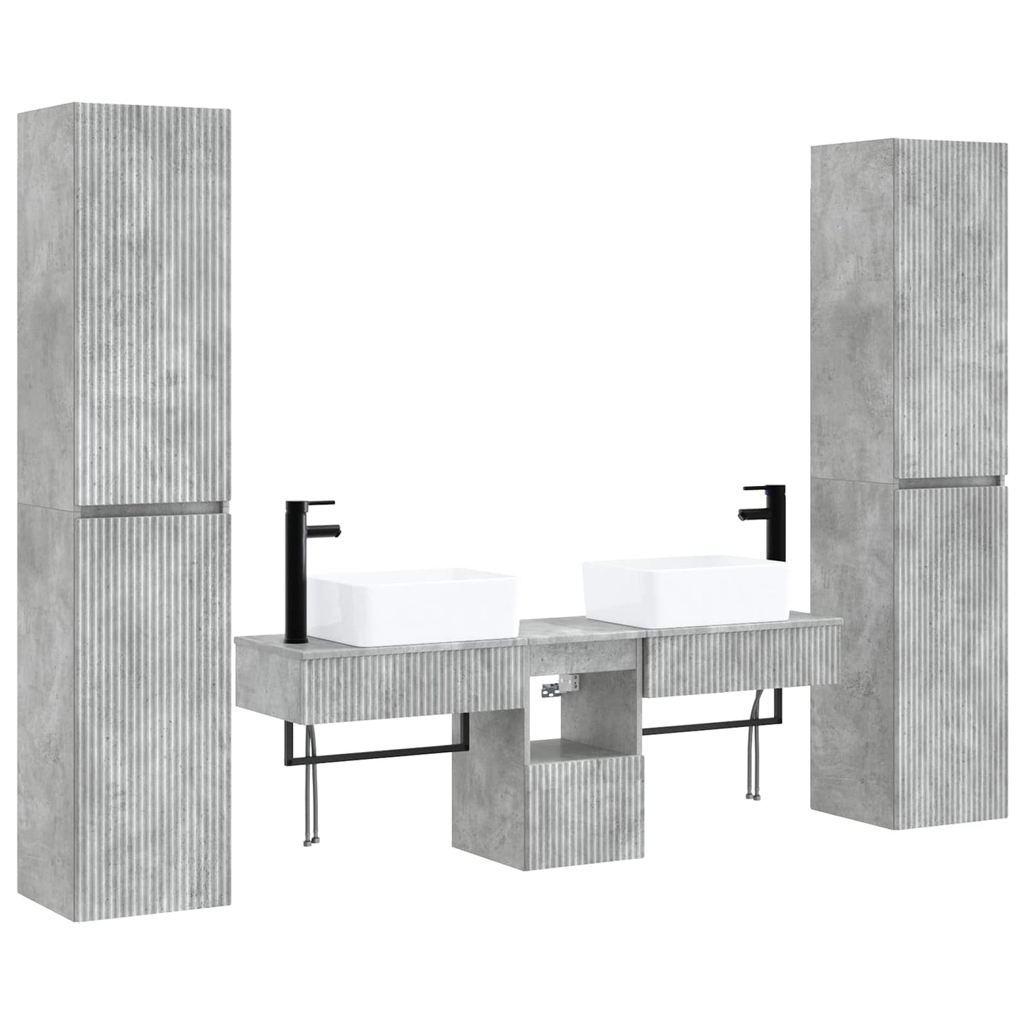 Bathroom Furniture Set 5 pcs Concrete Grey 33 x 34.5 x 160 cm