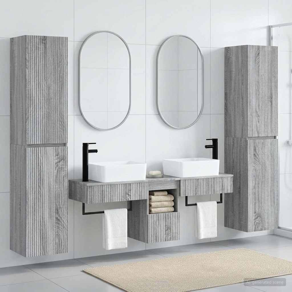 Bathroom Furniture Set 5 pcs Grey Sonoma 33 x 34.5 x 160 cm