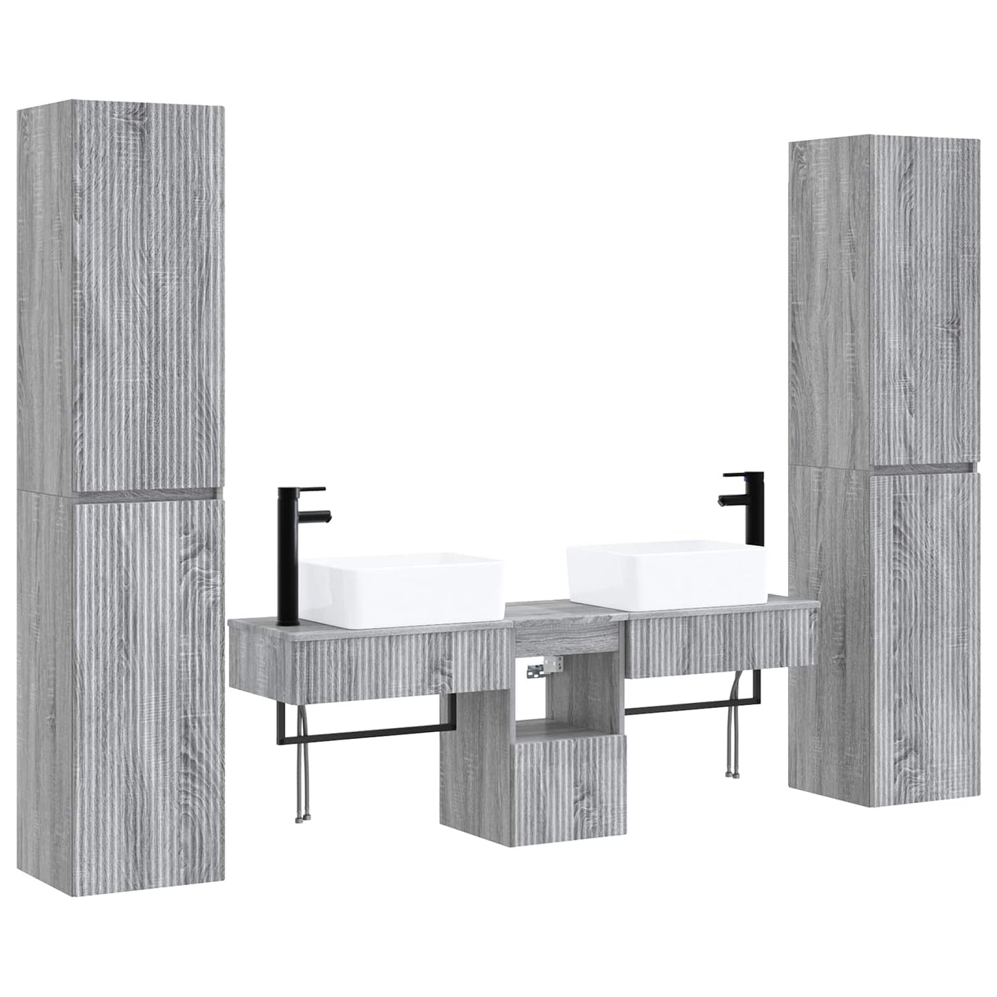 Bathroom Furniture Set 5 pcs Grey Sonoma 33 x 34.5 x 160 cm