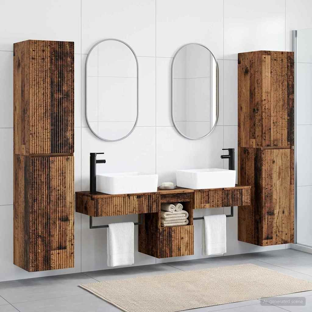 Bathroom Furniture Set 5 pcs Old Wood 33 x 34.5 x 160 cm