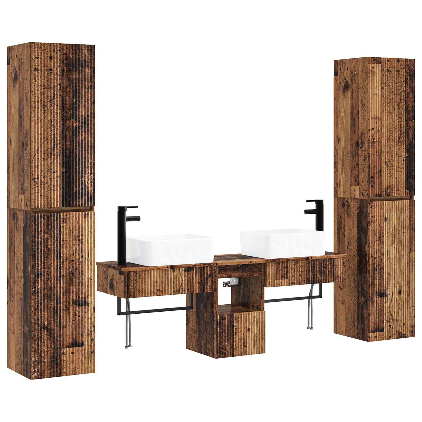 Bathroom Furniture Set 5 pcs Old Wood 33 x 34.5 x 160 cm
