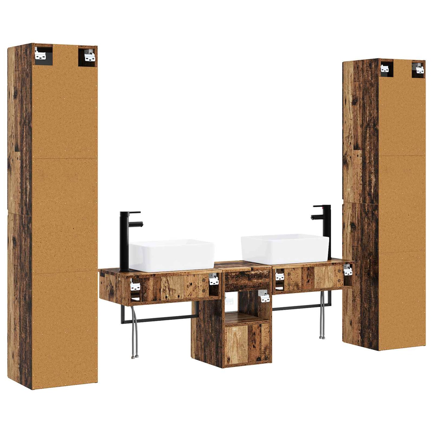 Bathroom Furniture Set 5 pcs Old Wood 33 x 34.5 x 160 cm
