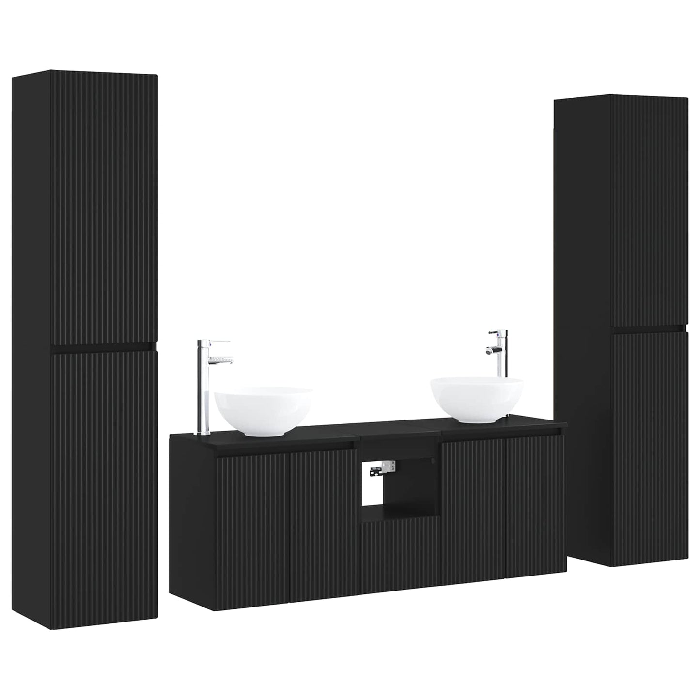 Bathroom Furniture Set 5 pcs Black 33 x 34.5 x 160 cm
