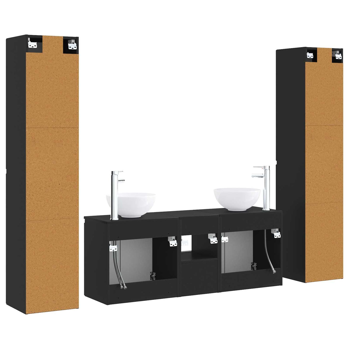 Bathroom Furniture Set 5 pcs Black 33 x 34.5 x 160 cm