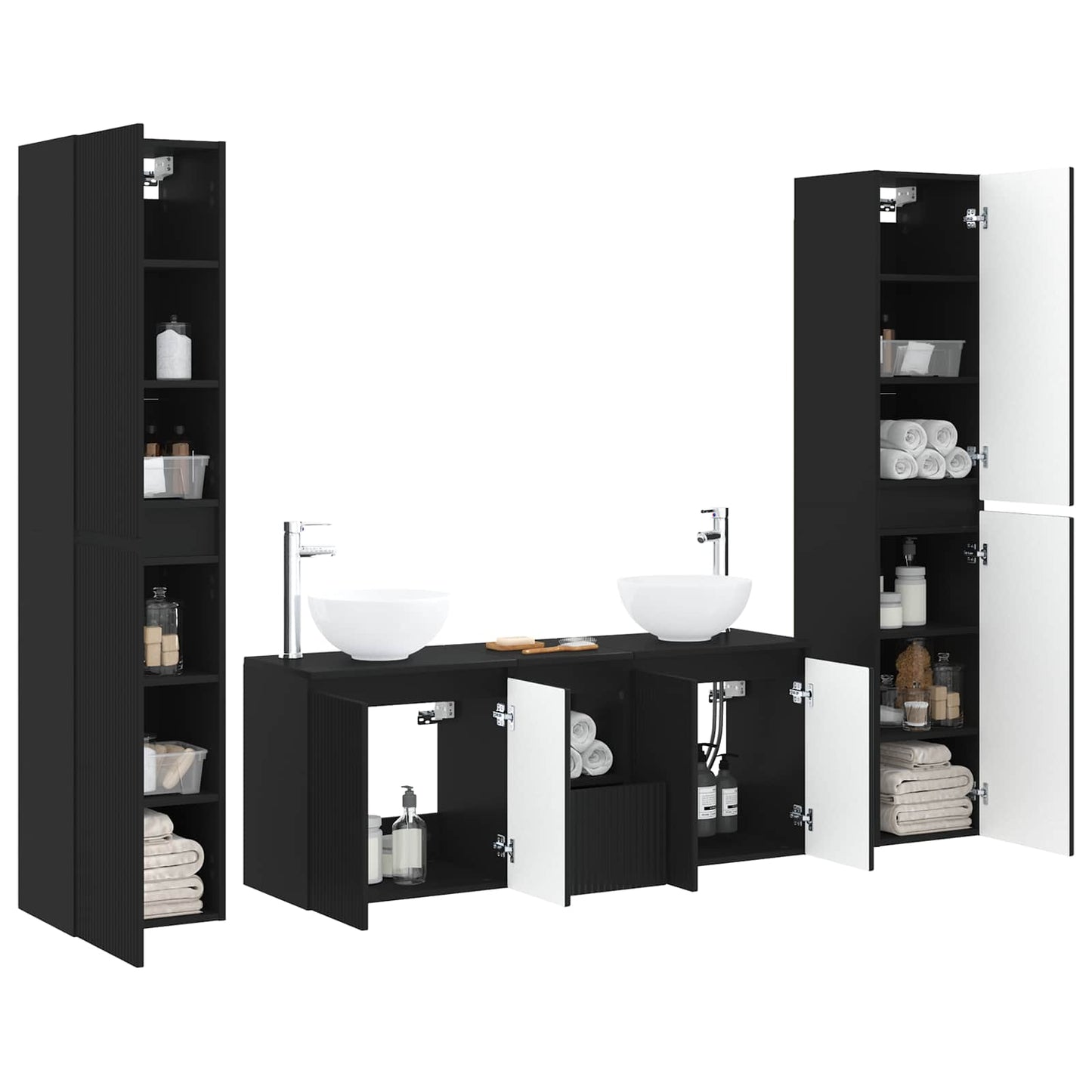 Bathroom Furniture Set 5 pcs Black 33 x 34.5 x 160 cm